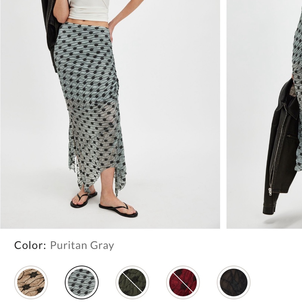 NWOT Free People Margot Convertible Gray/black Patterned Maxi Skirt with raw hem